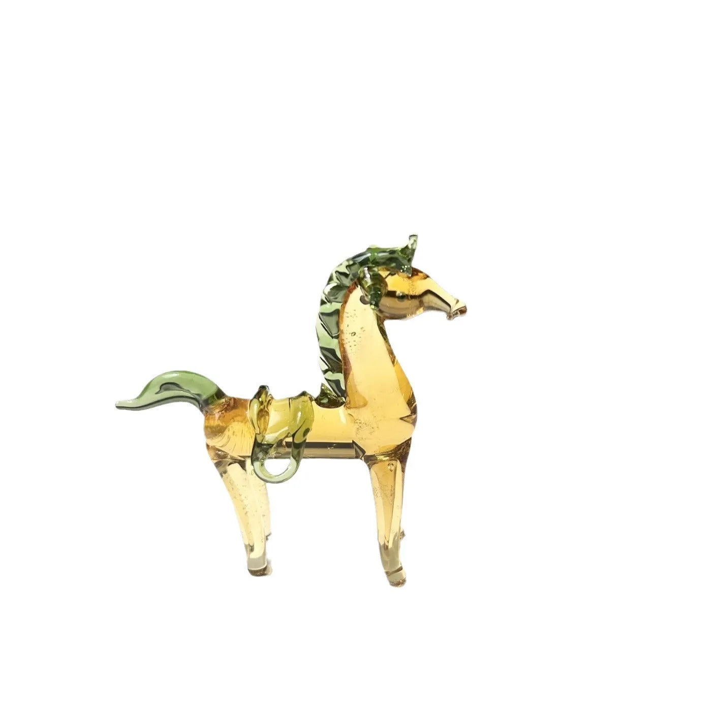 Glazed ceramic horse figurine decoration in modern simplicity style on a desk.