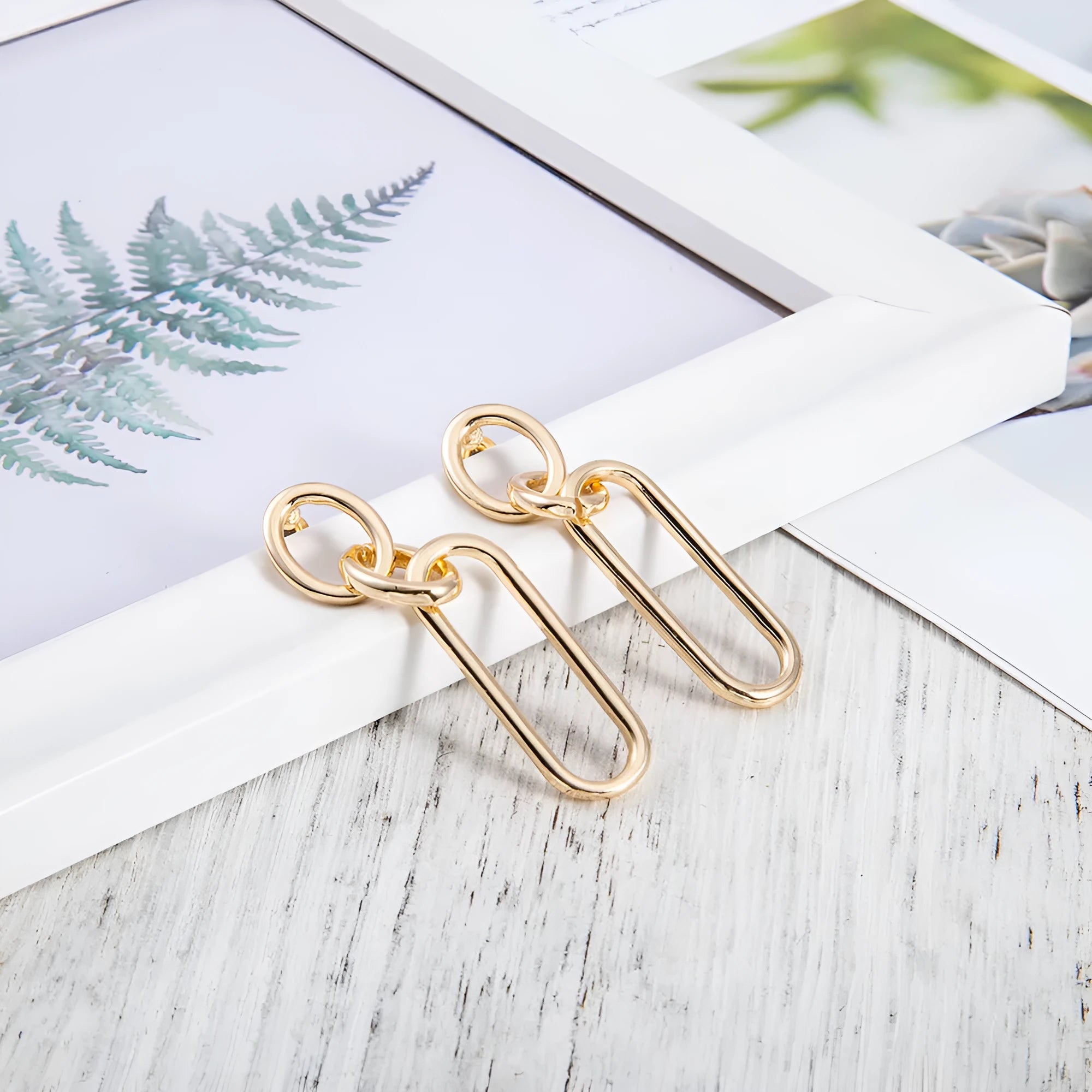 Sterling silver colour geometric hoop earrings with ring and line design for women