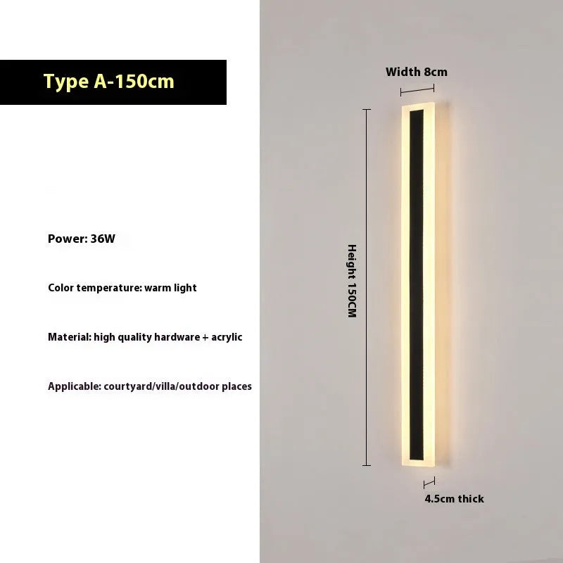 150cm outdoor straight wall LED lamp with wrought iron housing and IP65 waterproof rating