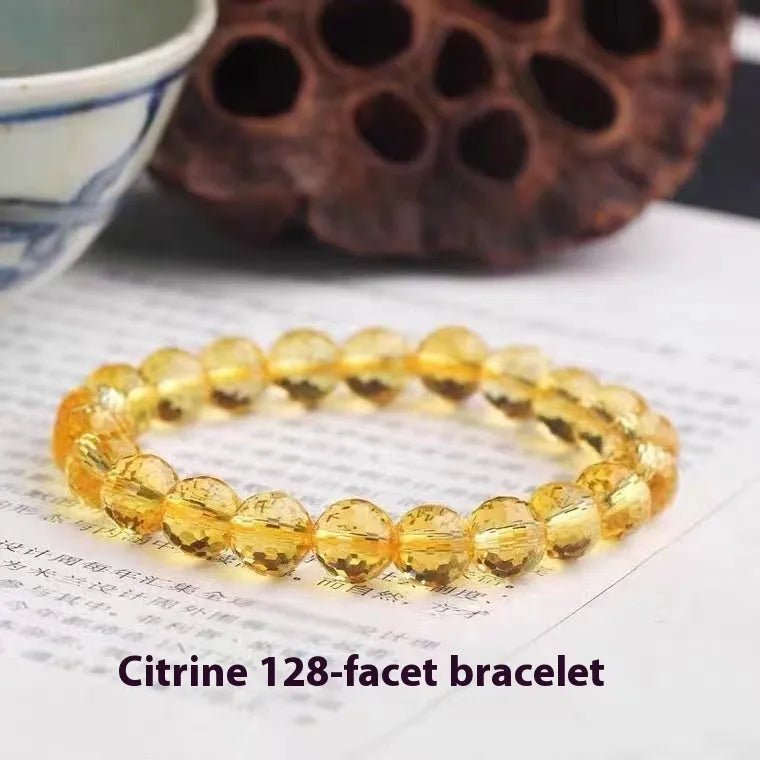 128-faceted crystal ametrine bracelet showing amethyst, ametrine, and citrine colour options with various bead sizes