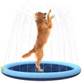 A large blue dog splash pad with a textured bottom, filled with shallow water.