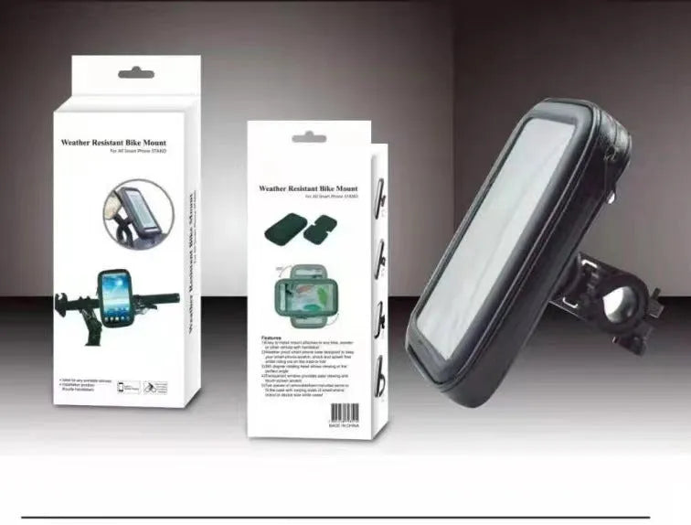 Black synthetic leather riding mobile phone stand bag fits 6.5 inch phone cycling waterproof navigation