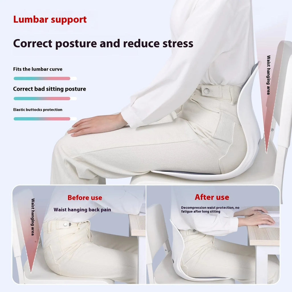 Japanese-style waist support seat cushion with lumbar pillow in gray or black colour options
