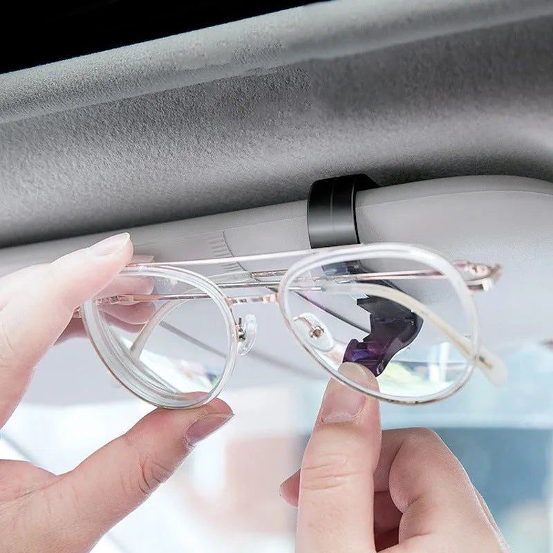 Black plastic car sun visor clip for holding sunglasses and cards