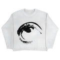 Round neck punk hip hop style pullover sweater in organic cotton, colour Eyes.