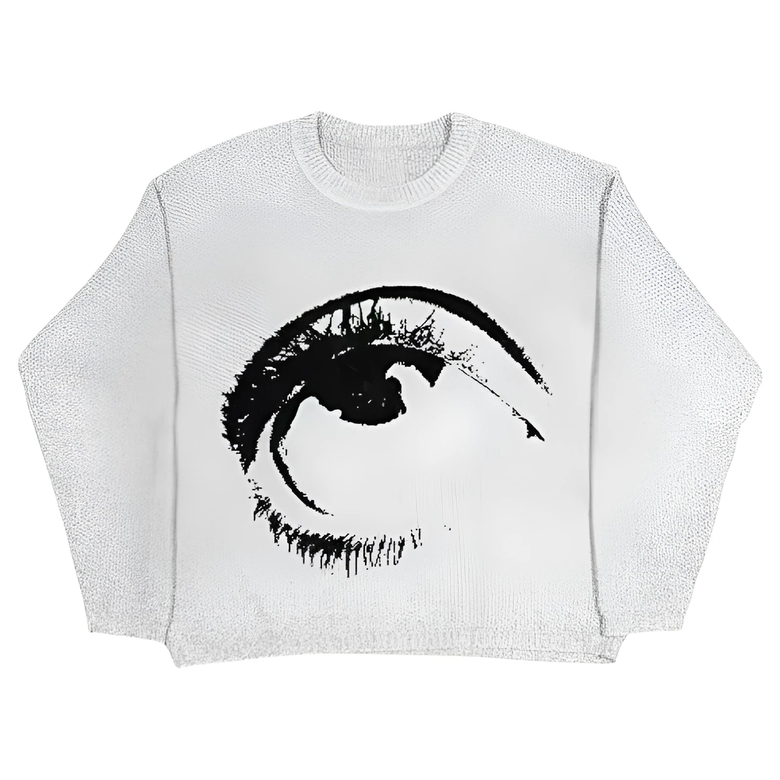 Round neck punk hip hop style pullover sweater in organic cotton, colour Eyes.