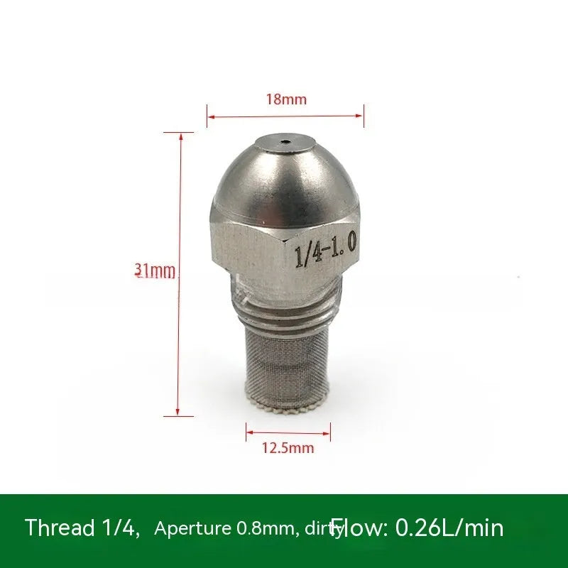 304 stainless steel fine atomisation spray nozzle with ten aperture sizes and external thread connection