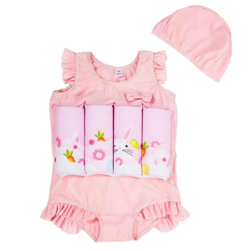 Children's buoyancy swimsuit one-piece girl cartoon nylon swimming and wading suit size S-XXL
