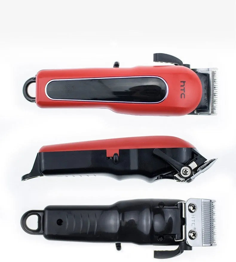 Professional digital electric hair clipper in black, red or white with brushless motor and multiple limiting combs