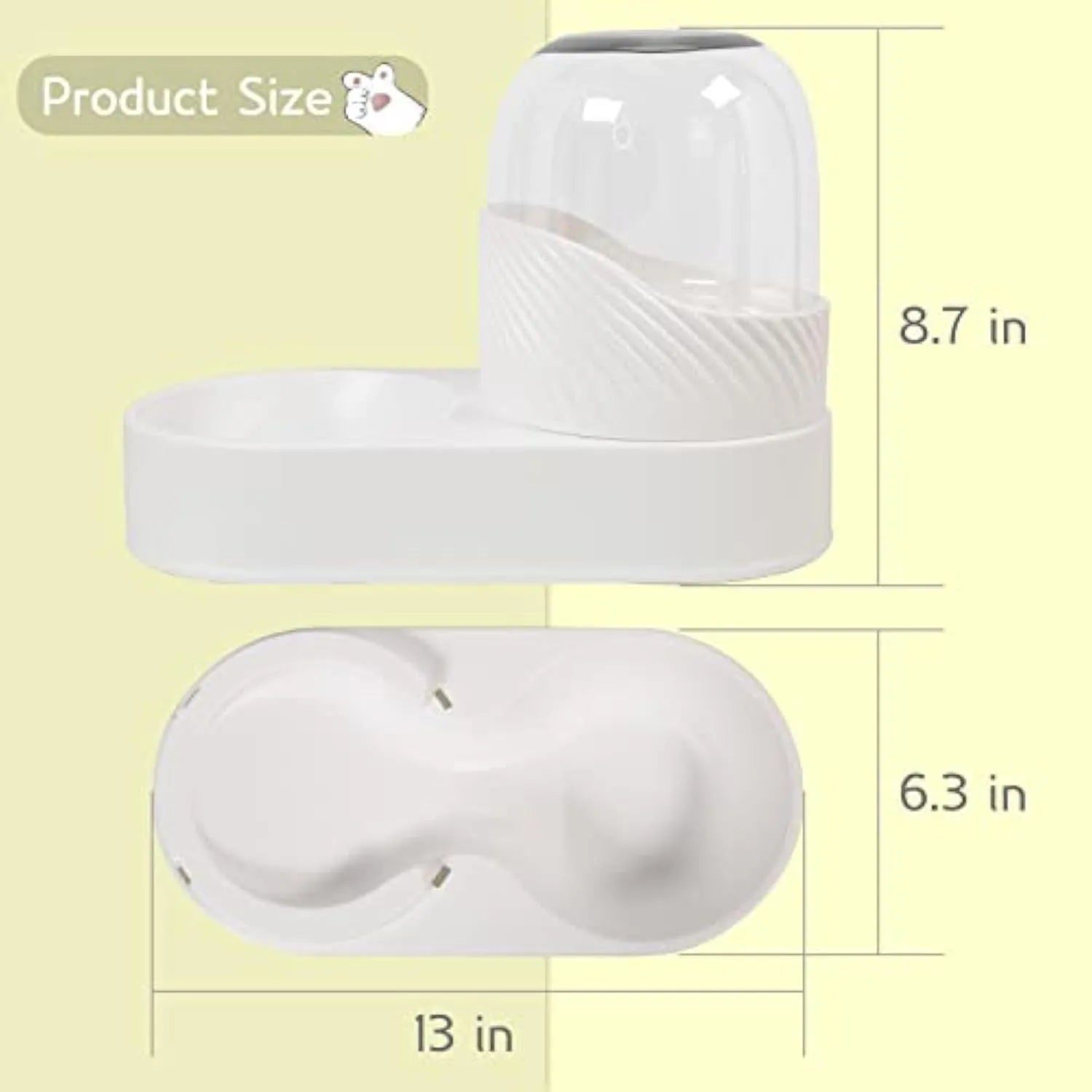 White automatic gravity cat feeder and water dispenser set with wave design shell.