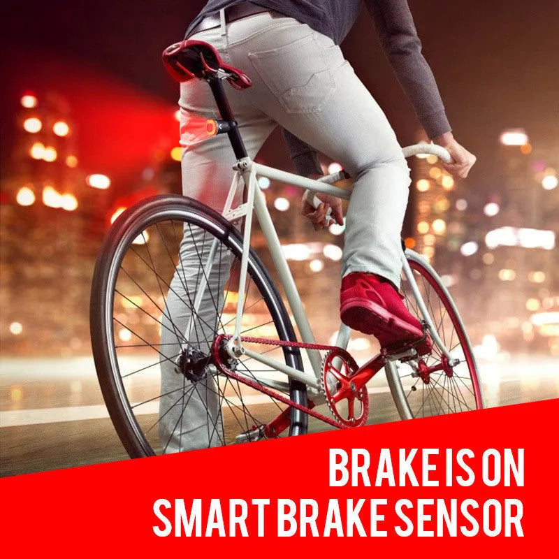 Black aluminium smart brake sensing USB charging taillight for bicycles and motorcycles