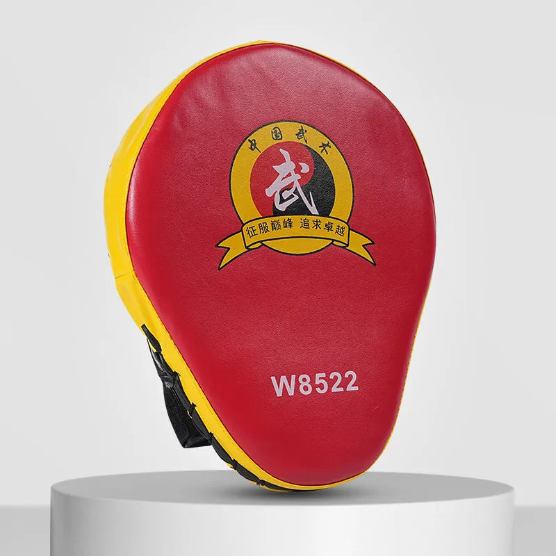 Boxing punch mitts and hand targets for Muay Thai training in curved and flat styles with multiple colour options