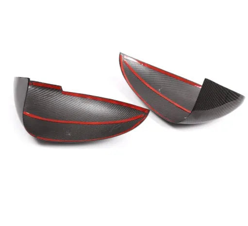 Pair of glossy black true carbon fibre rearview mirror covers for Porsche Macan