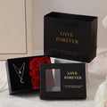 Soap flower gift set with six roses in a red Korean-style box, includes a handbag.