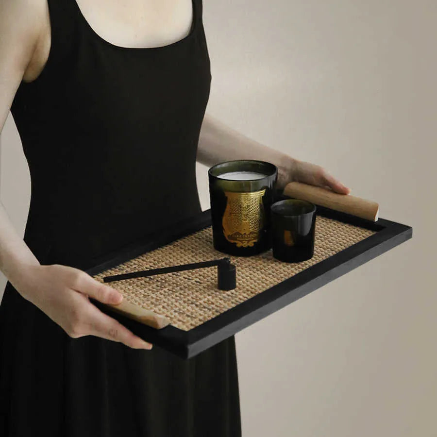 Pine wood dining tray with compartment sections for organised serving