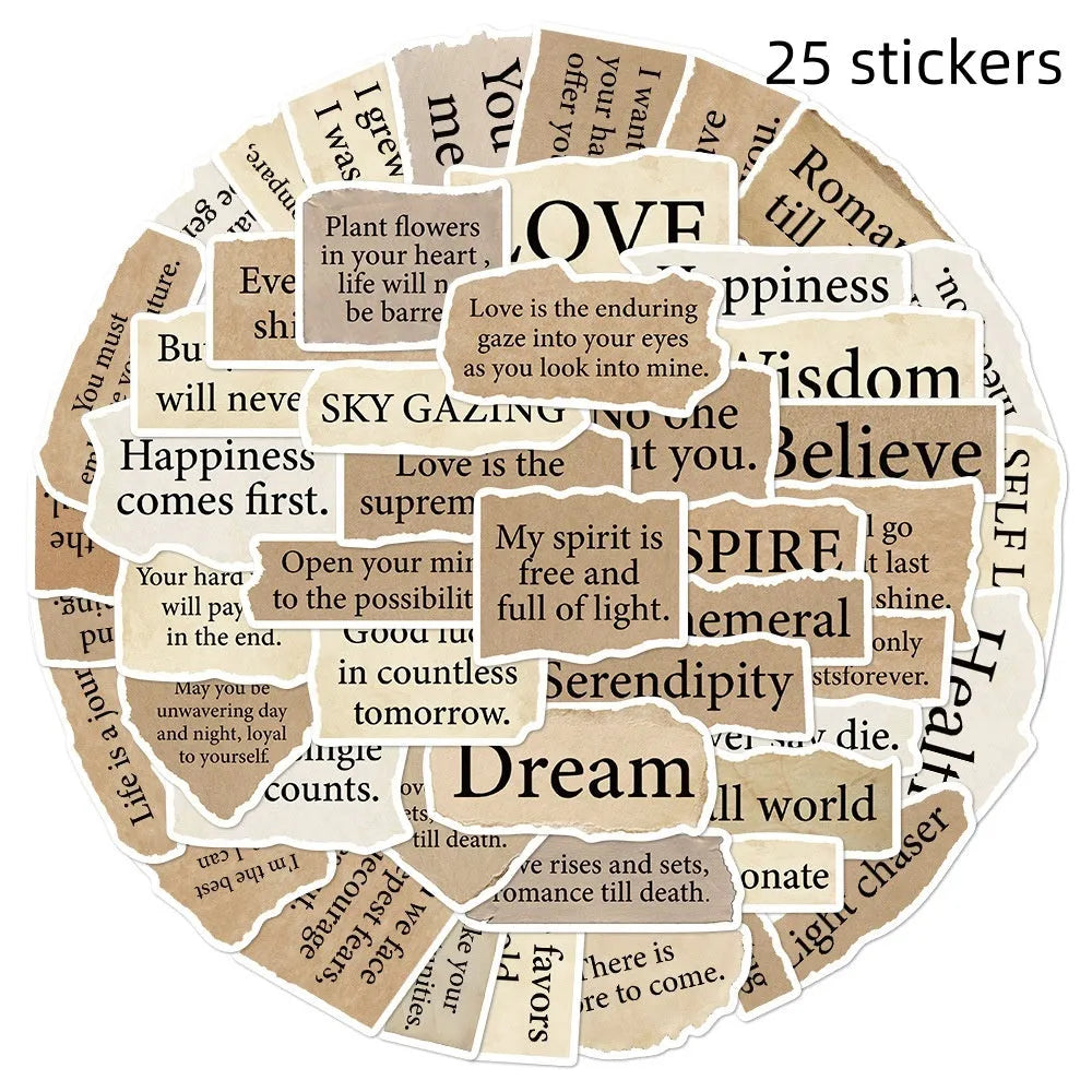 Tear English TT284 design PVC laptop stickers pack of 25, showing reusable waterproof adhesive