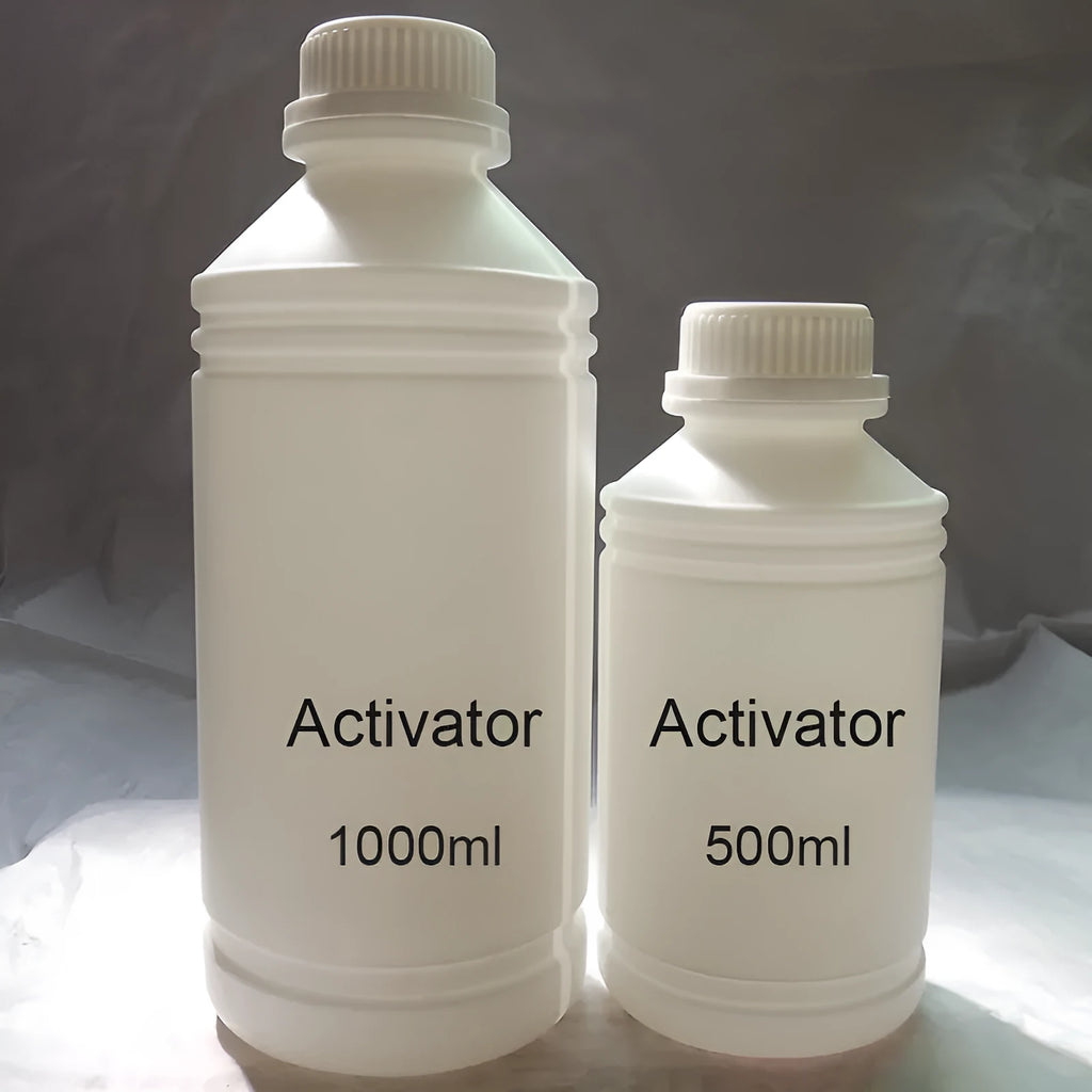 One litre bottle of eco-solvent ink activator for water transfer printing with strong tensile property