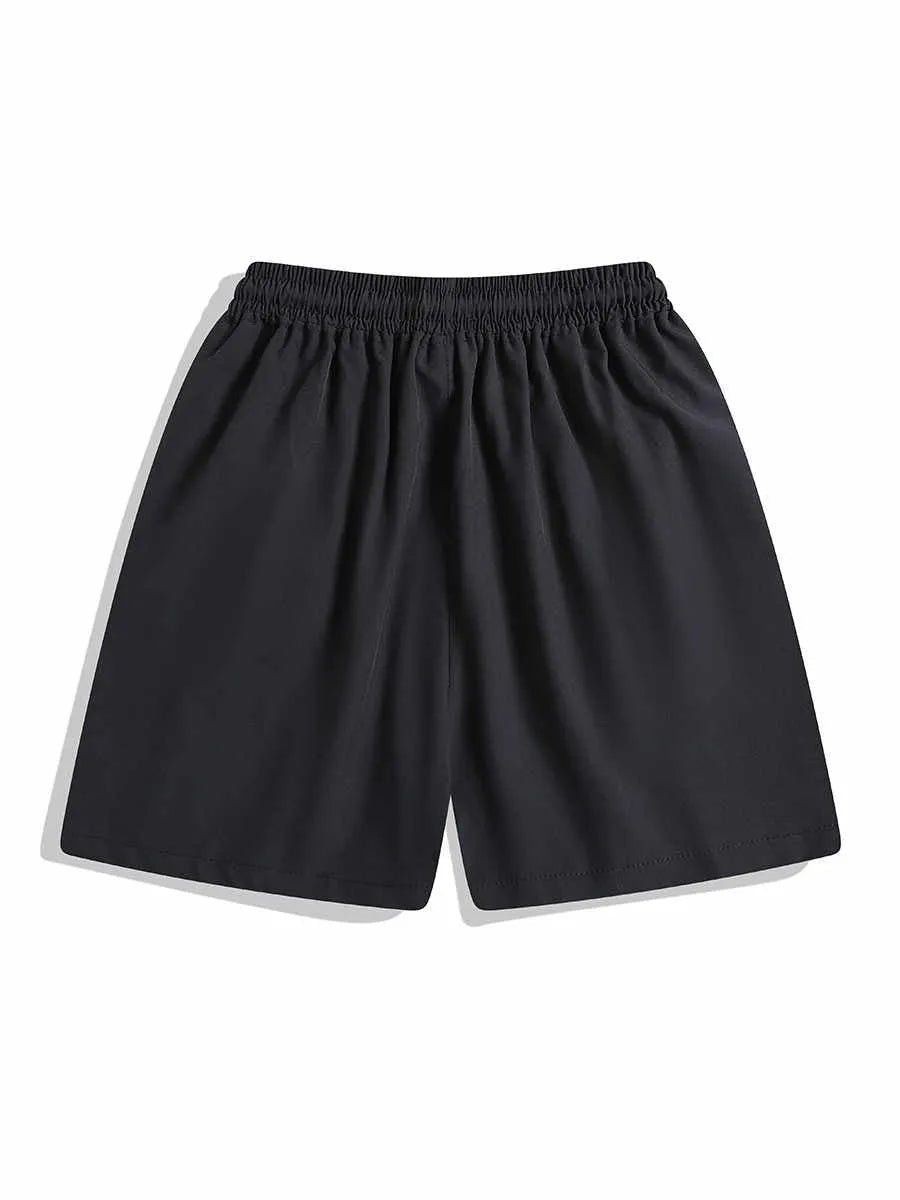 Men's loose fit quick-drying sports shorts with elastic waist in black and grey colours
