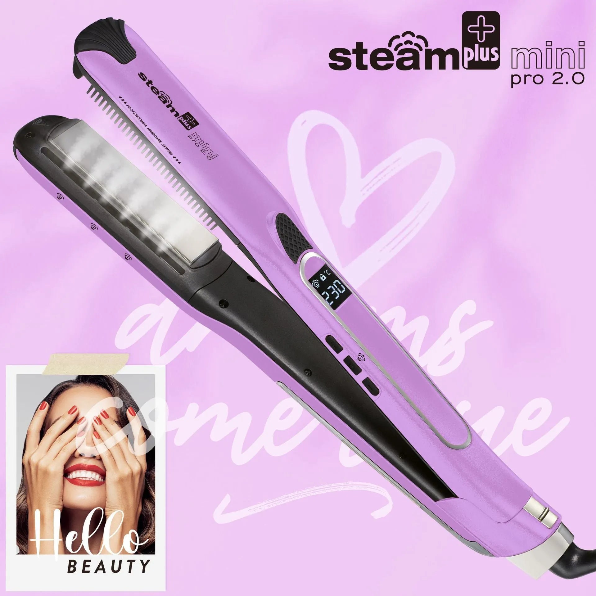 Mini steam splint spray hair straightener in champagne, purple, or rose red colours