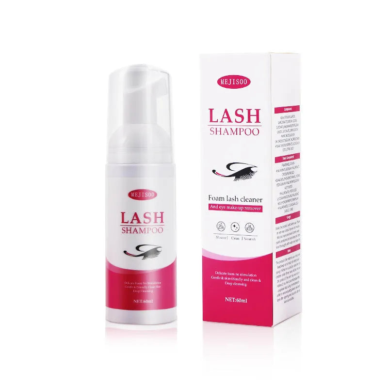 60ml bottle of lash shampoo mousse eyelash cleaning solution, 3.7cm by 13.5cm size