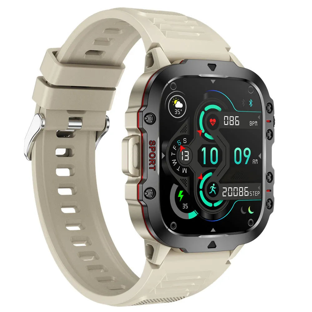 QX11 Smart Bluetooth Watch with TFT screen on a wrist, showing heart rate data.