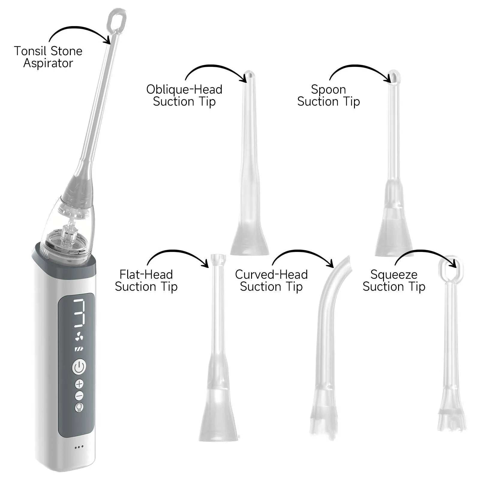 Milky white tonsillar extractor oral cleaning tool for dental stone removal