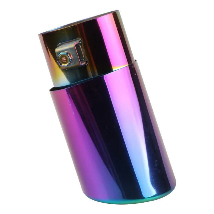 Stainless steel car exhaust tailpipe in a choice of baked blue, bright silver or colourful finish.
