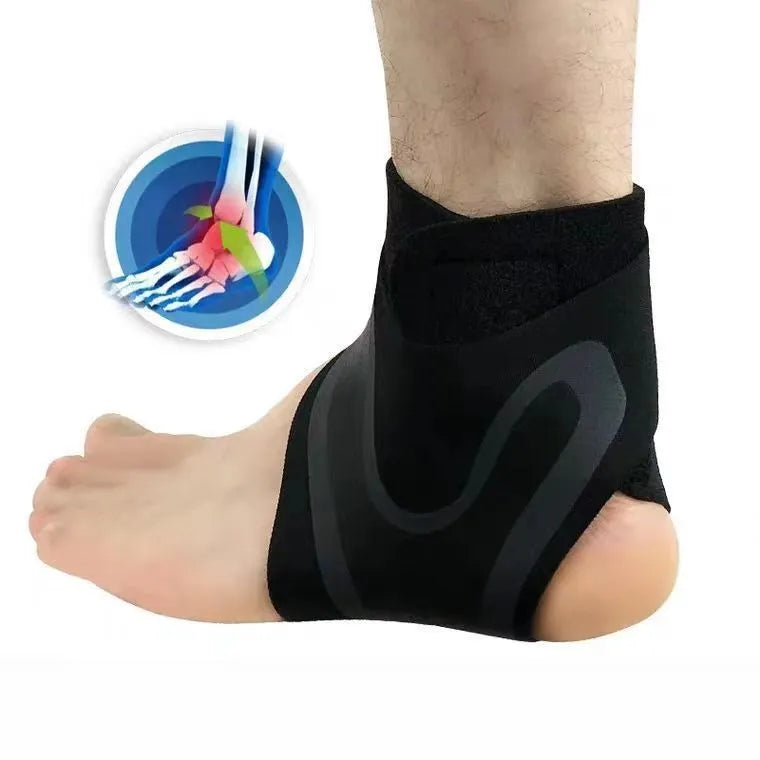 Ankle support brace for left or right foot, shown in adult sizes for sports and recovery.