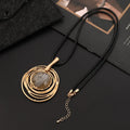 Vintage geometric pendant necklace on snakeskin wax rope chain adjustable 51-80cm TLN716 gold