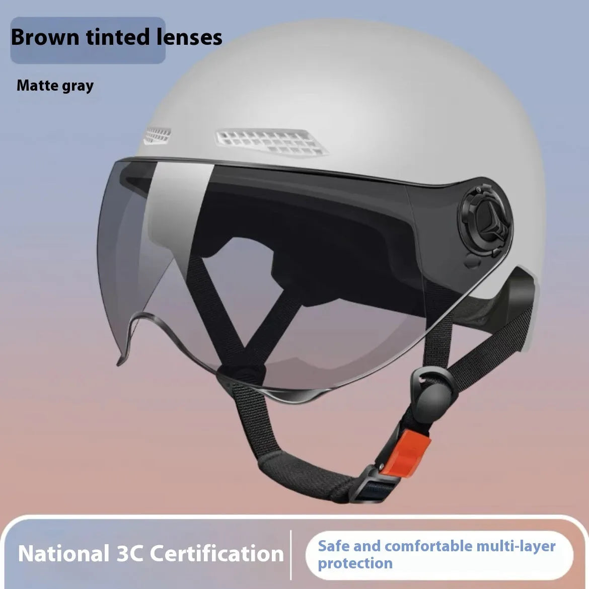 3C certified electric motorcycle half helmet with sun visor in polypropylene.