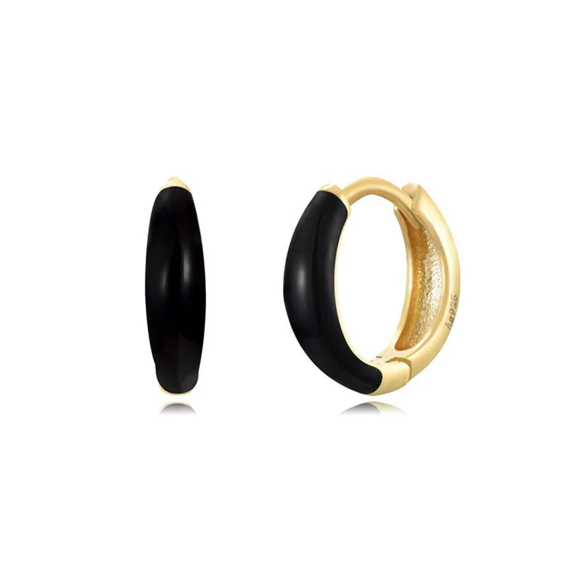 Epoxy oval curved earrings in seven colours with U-shaped geometric design