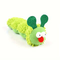 Green interactive plush cat toy pillow measuring 24cm long for battery-free feline play