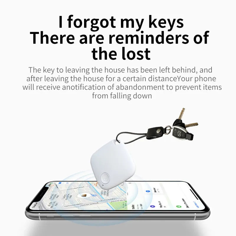 Small coloured Bluetooth anti-lost tracker for keys and wallets showing five colour options