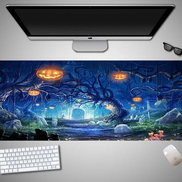Halloween mouse pad with non-slip rubber cloth material in oversized dimensions for gaming