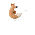 Fox and duckling cartoon plush dog toys with squeakers on a neutral background.