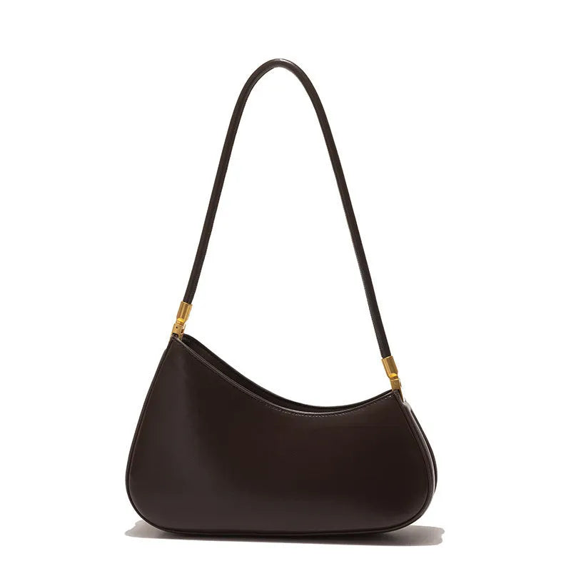 Retro oval women's underarm bag in PU leather with single shoulder strap shown in multiple colour options