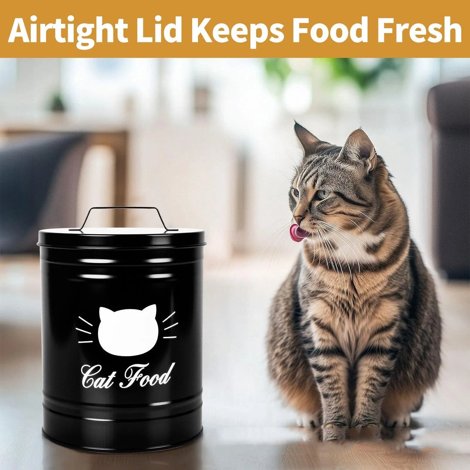 Round household storage tin with 500ml capacity, iron sheet construction, and independent inner box in black or white colour