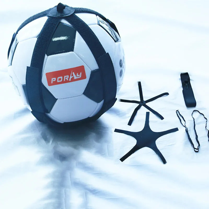 Black football rotating juggling belt with 2 metre rope for training and fitness exercises