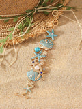 Women's electroplated alloy boat anchor rhinestone bracelet with starfish design