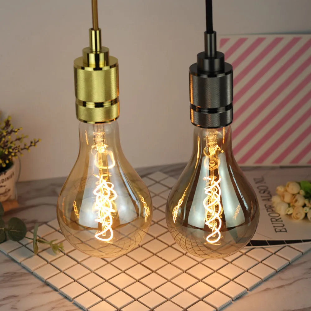 Double helix spiral LED soft light strip in gold or gray finish, 110x200mm dimensions