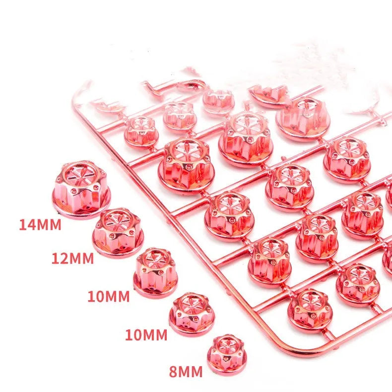 Set of 30 coloured ABS plastic screw caps for motorcycle engine modification.