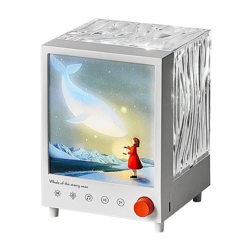 Aurora Treasure Box design atmosphere projection lamp with Star Sea Whale light colour and Bluetooth speaker