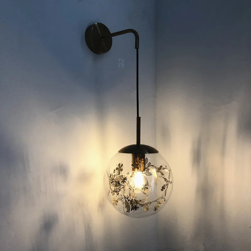 Modern glass wall lamp in golden flower or silver flower with 15cm or 20cm size options