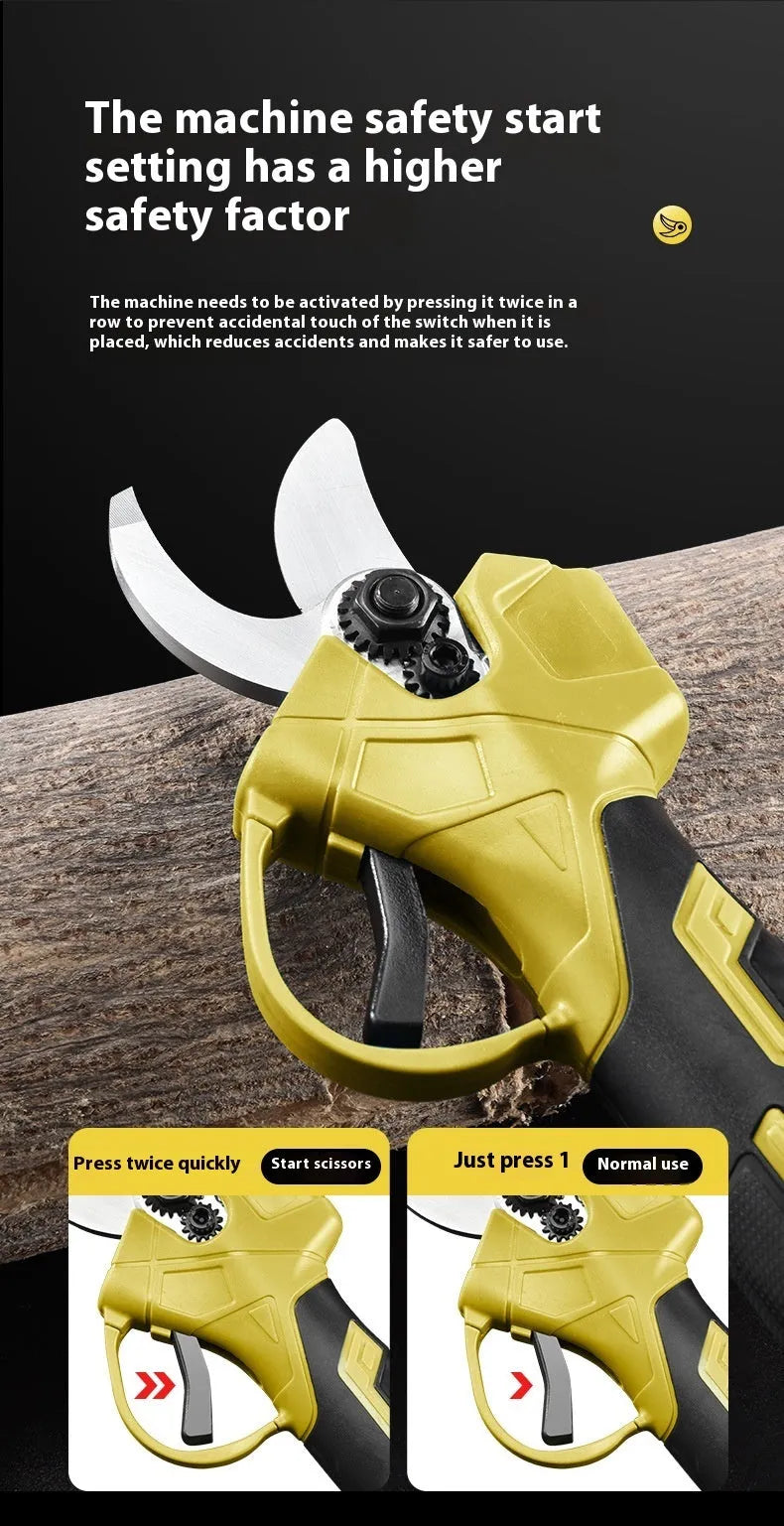 Wireless electric pruning clippers with brushless motor and lithium battery in plastic storage case
