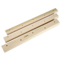 Set of three solid wooden grip training fingerboards in 12cm, 40cm, and 50cm lengths on a white background.