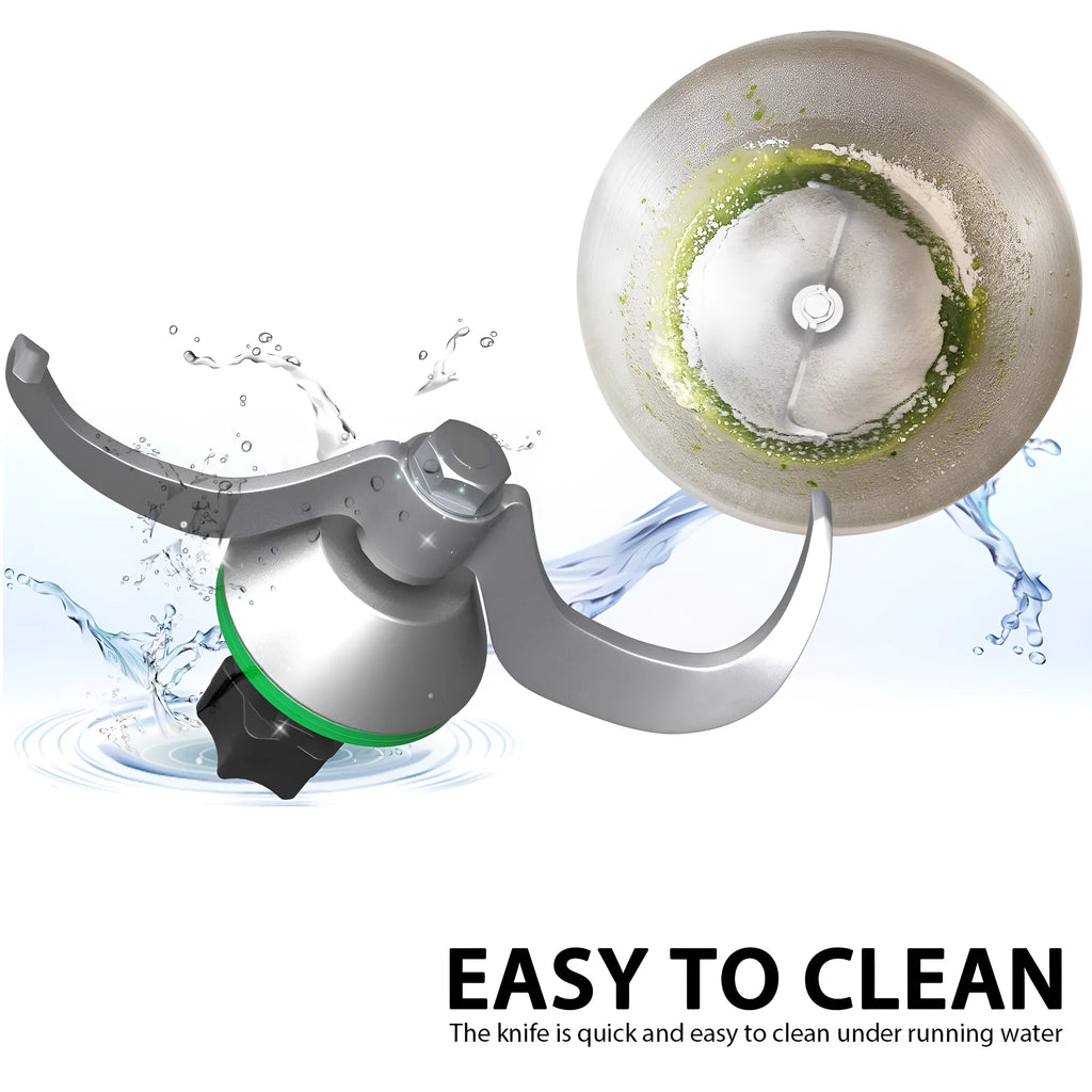 Stainless steel dough knife with ceramic blade for Thermomix TM6 and TM5 food processors.