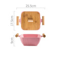 Ceramic bowl with irregular shape and matching lid in heat-resistant porcelain