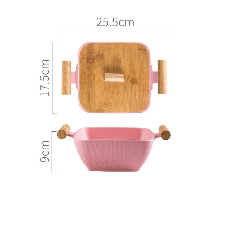 Ceramic bowl with irregular shape and matching lid in heat-resistant porcelain