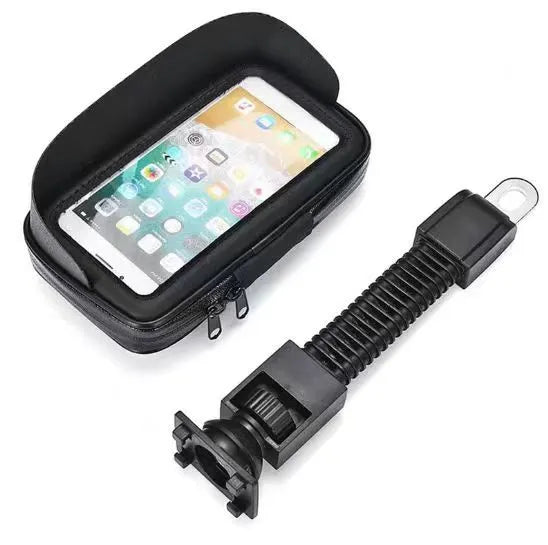 Black synthetic leather riding mobile phone stand bag fits 6.5 inch phone cycling waterproof navigation