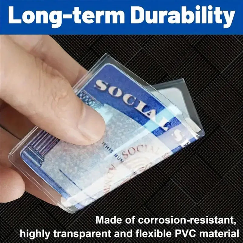 Transparent PVC waterproof card cover for social security and student ID cards measuring 9.7cm by 5.9cm